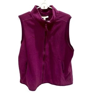 Woman Within Womens Vest Purple Zipper Sleeveless Pockets Soft Mock Size Large